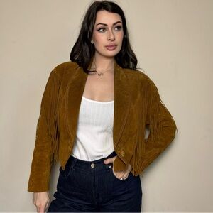 Cripple Creek Genuine Suede Fringe Cropped Jacket • Western Boho • Size S
